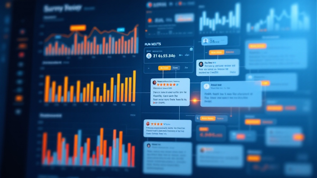 Dashboard visualization contrasting structured survey data with highlighted authentic customer complaints from social media and forums